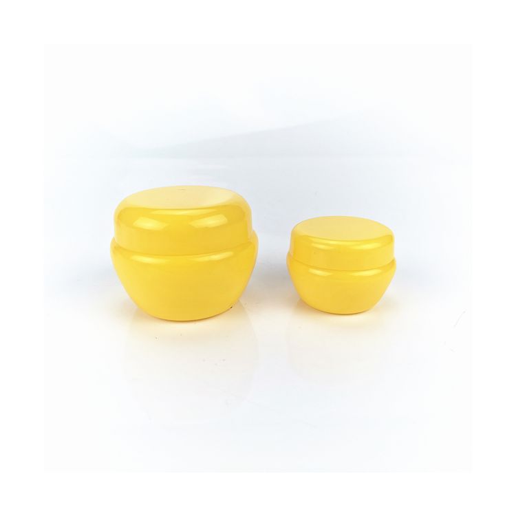 Various small-capacity cream jars and Cream jars in colored plastic