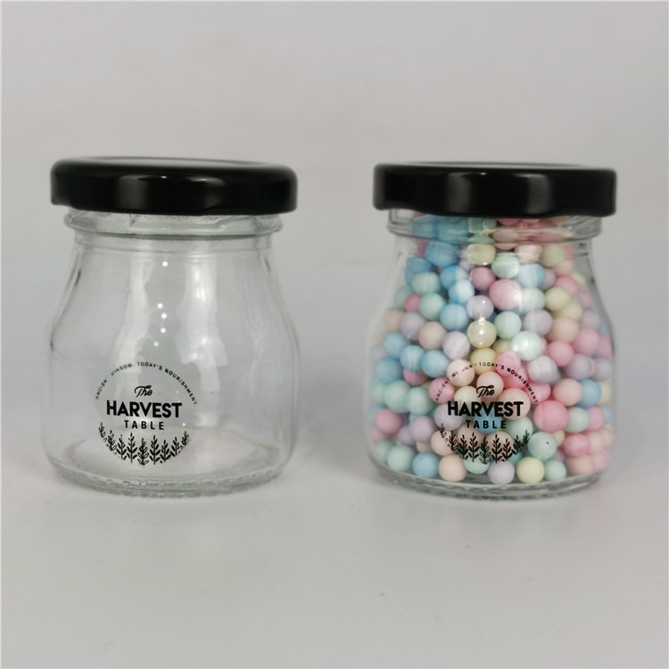 Very cute mini jar,cheap small glass pudding jar with metal lid 50ml