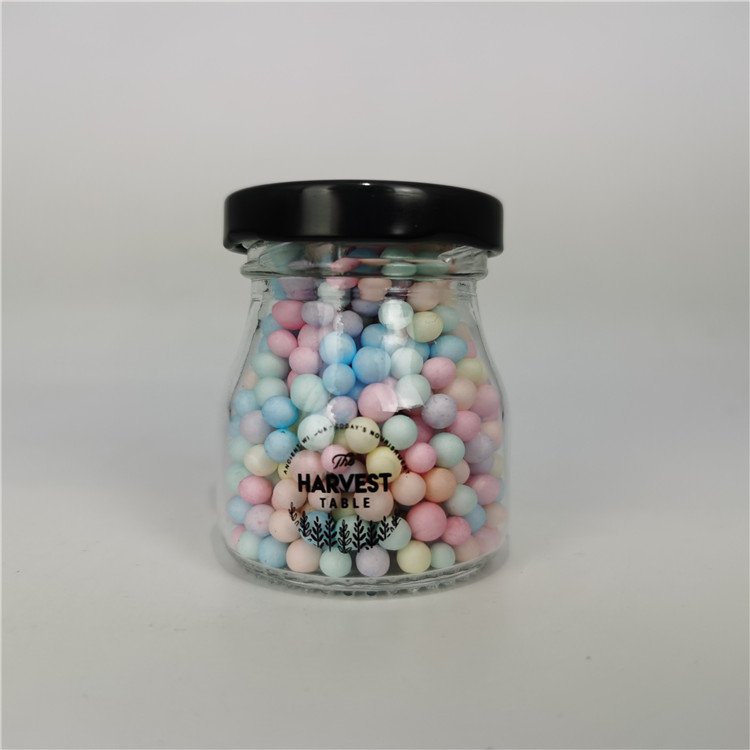 Very cute mini jar,cheap small glass pudding jar with metal lid 50ml