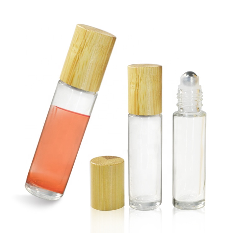 Very hot cosmetic packaging 3ml 10ml 15ml glass roller bottle with bamboo lid