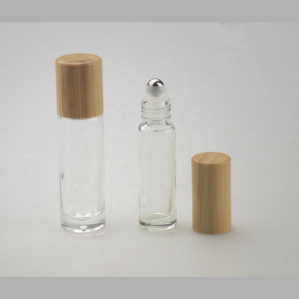 Very hot cosmetic packaging 3ml 10ml 15ml glass roller bottle with bamboo lid