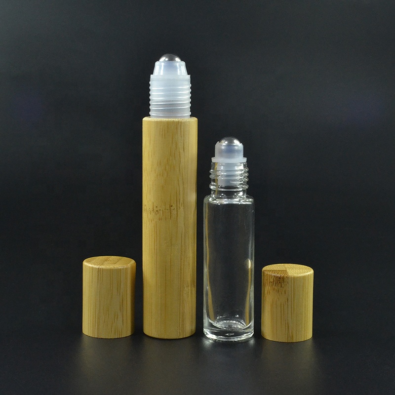 Very hot cosmetic packaging 3ml 10ml 15ml glass roller bottle with bamboo lid