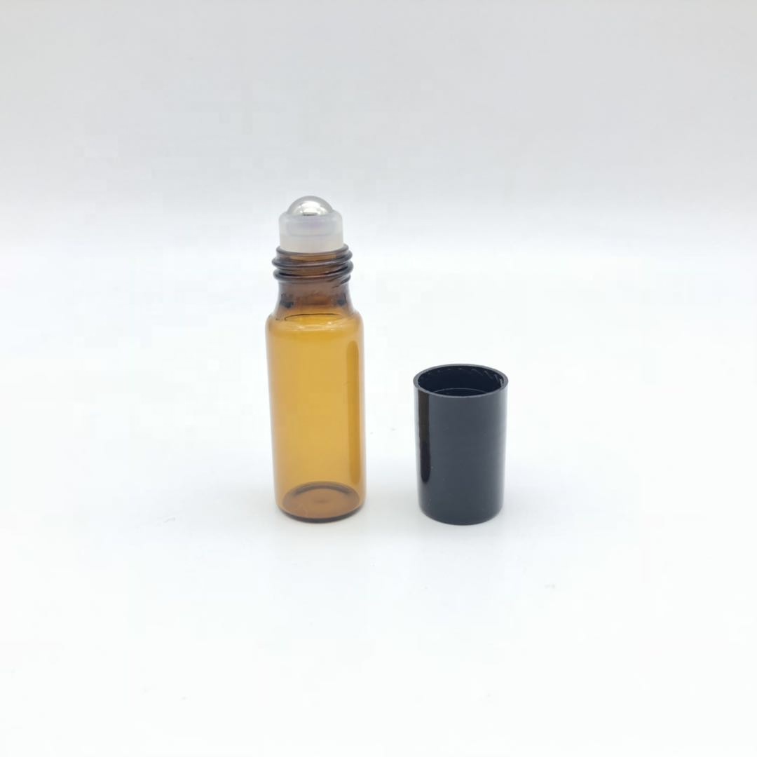 Vial Bottle Amber Roll on Glass 5ml Rubber Dropper Essential Oil Personal Care Blue Reply Whithin 12 Hours Offset Printing Small
