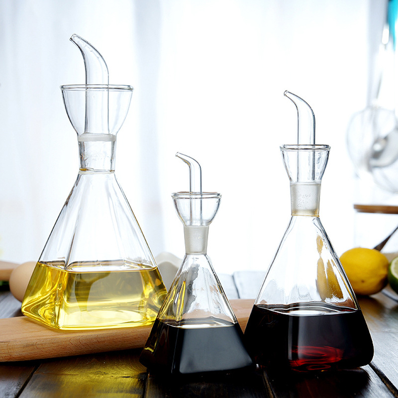 Vinegar Dispenser Olive Cooking Kitchen Oil Pot With Glass Bottle Leak Proof Spout