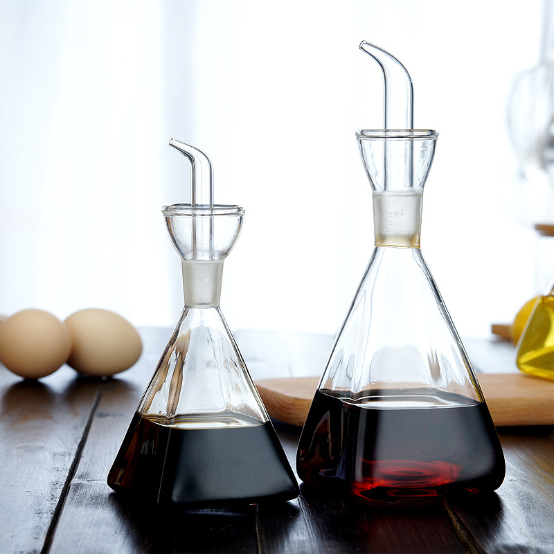 Vinegar Dispenser Olive Cooking Kitchen Oil Pot With Glass Bottle Leak Proof Spout