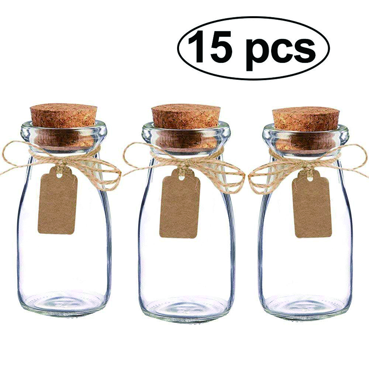 Vintage Milk Bottle-Shaped Corked Glass Bottles 100ml