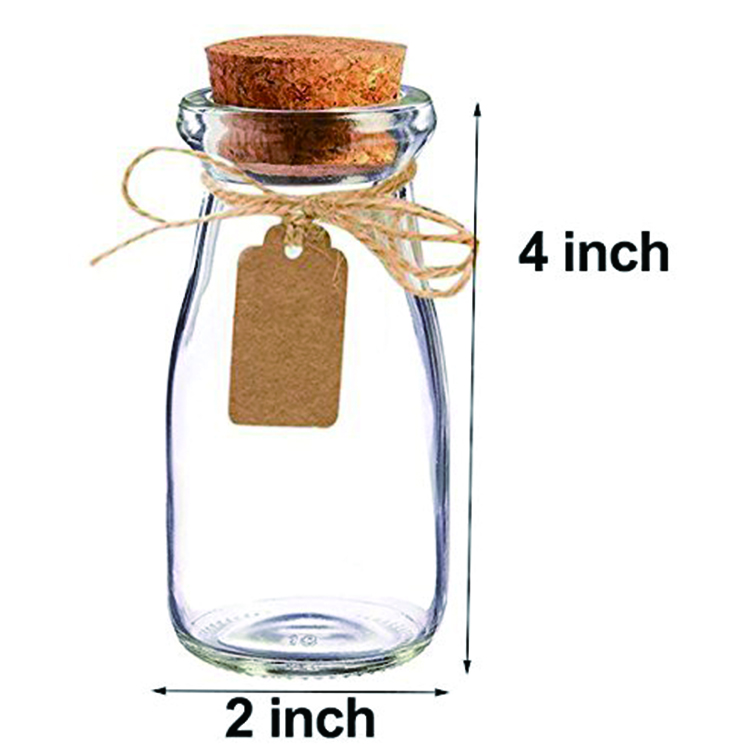 Vintage Milk Bottle-Shaped Corked Glass Bottles 100ml