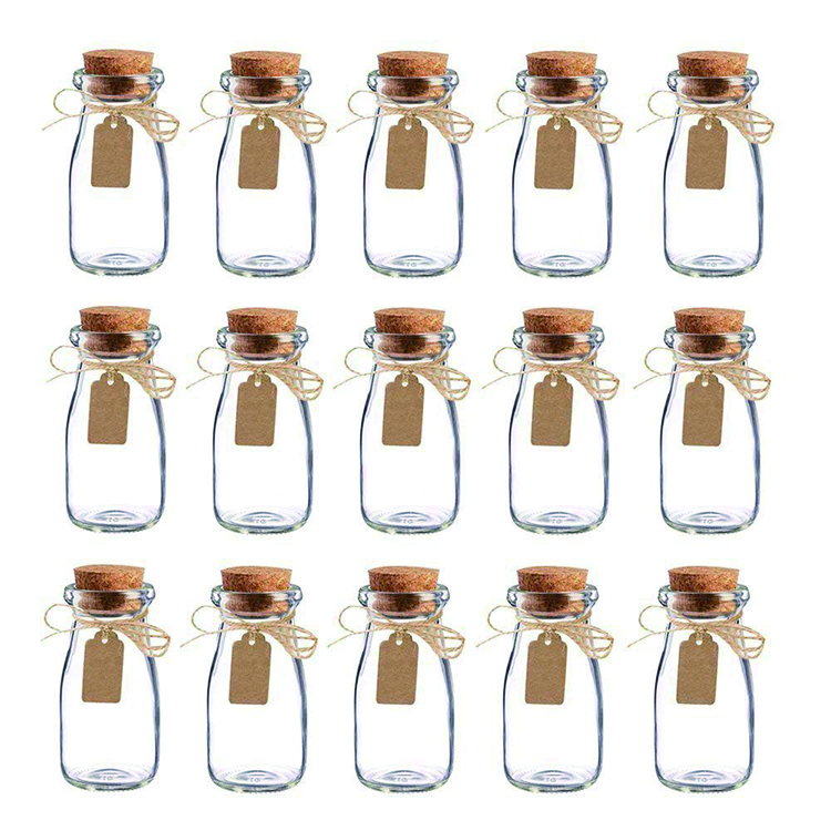 Vintage Milk Bottle-Shaped Corked Glass Bottles 100ml