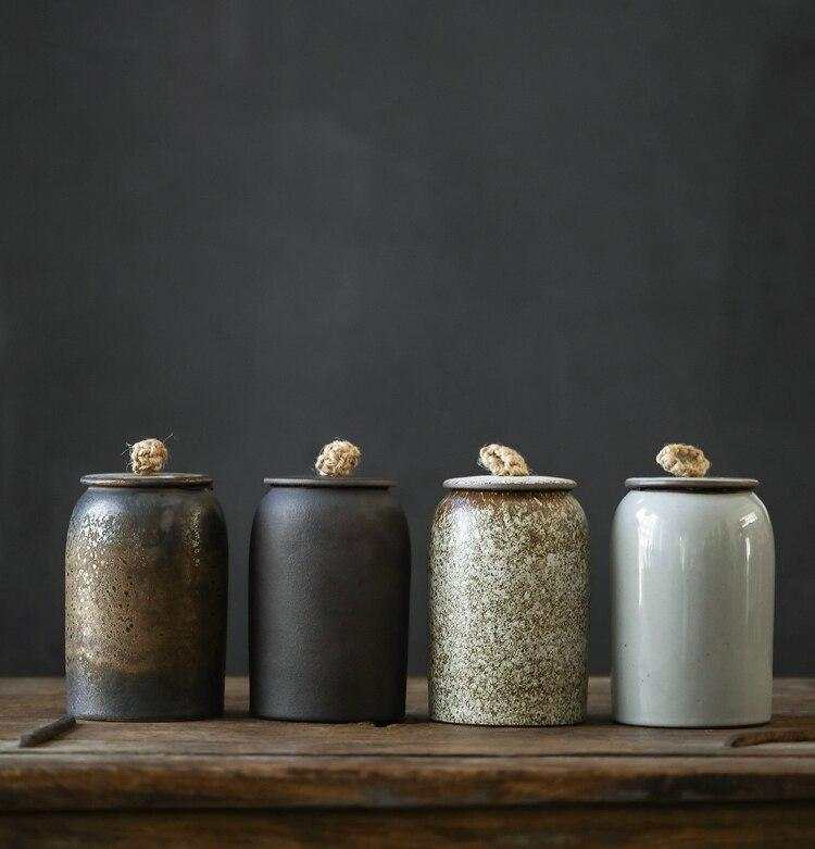 Vintage Retro Pottery Tea Storage Jars with Lid Caddy Cans Tanks Box Teaware Accessories Ceramic Tea Storage Container