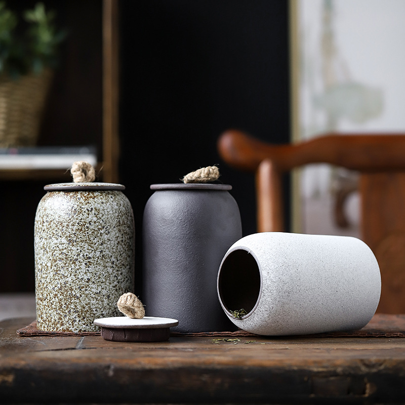 Vintage Retro Pottery Tea Storage Jars with Lid Caddy Cans Tanks Box Teaware Accessories Ceramic Tea Storage Container