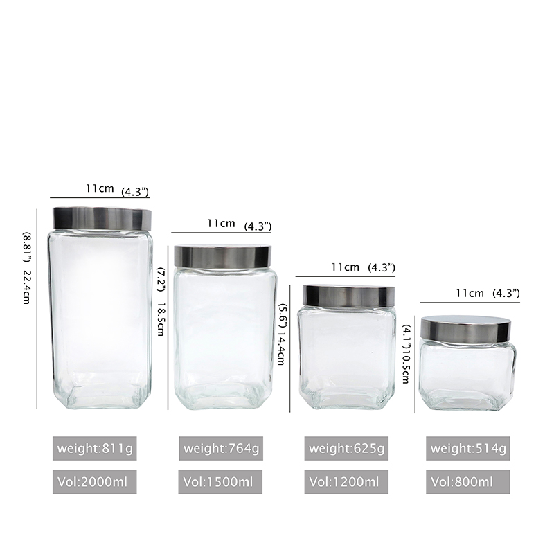 Vintage Wide Mouth 1.2L 1.5L Jam Caviar cream glass storage jar