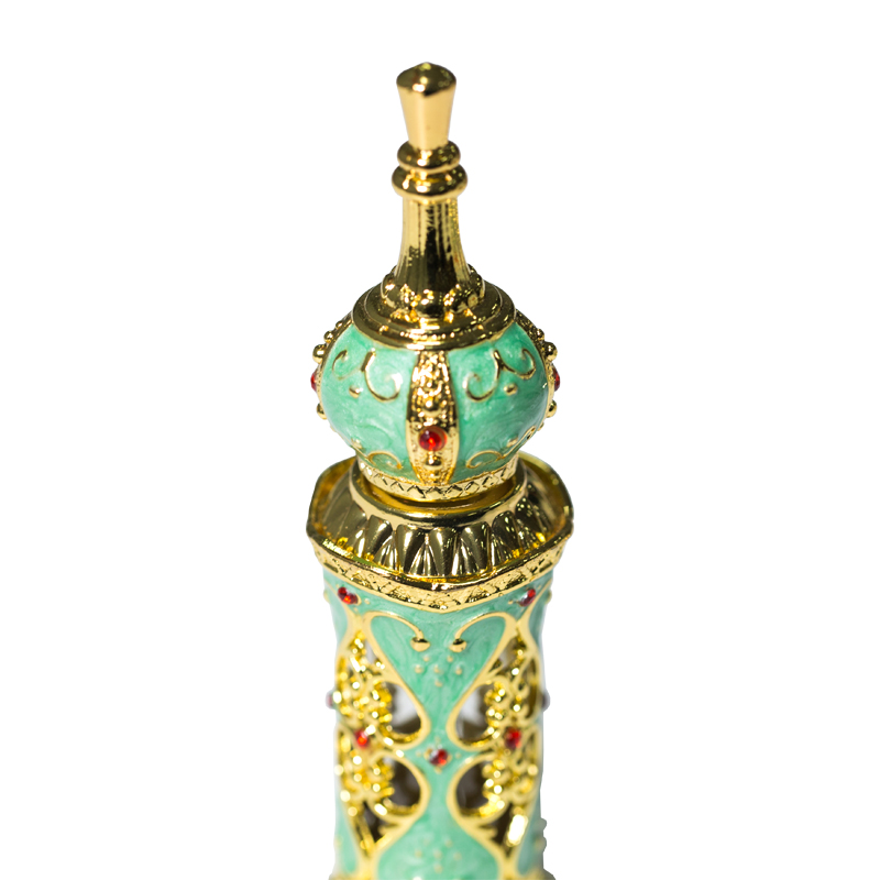 Vintage perfume bottle essence oil bottle gold powder color and gold green cheap high quality can be customized