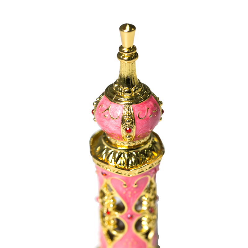 Vintage perfume bottle essence oil bottle gold powder color and gold green cheap high quality can be customized