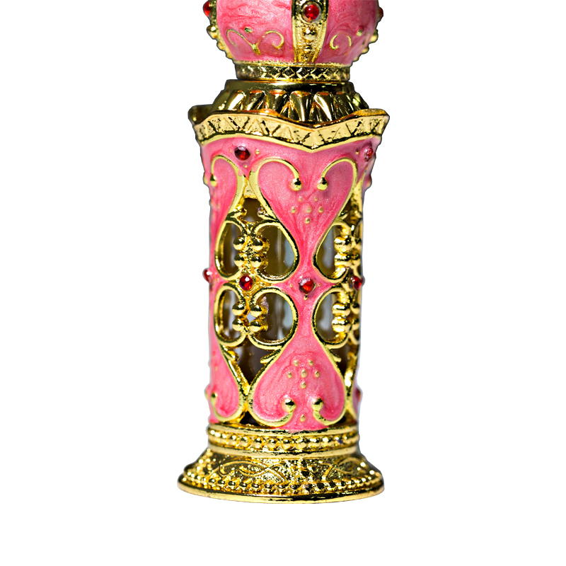 Vintage perfume bottle essence oil bottle gold powder color and gold green cheap high quality can be customized