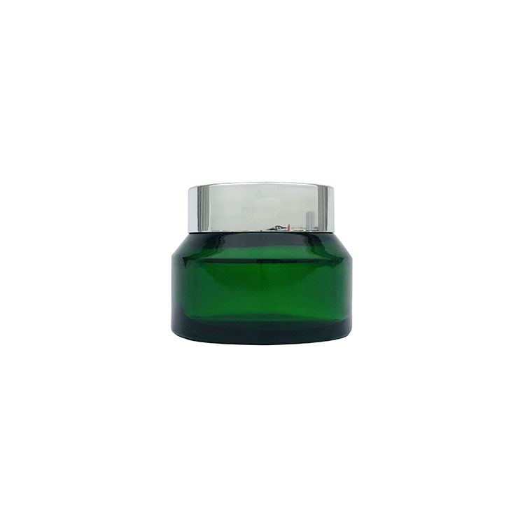Vintage round 50g  green glass container jar for cosmetic