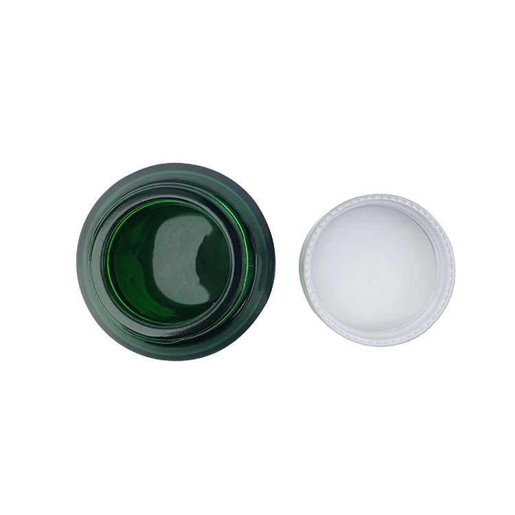 Vintage round 50g green glass container jar for cosmetic