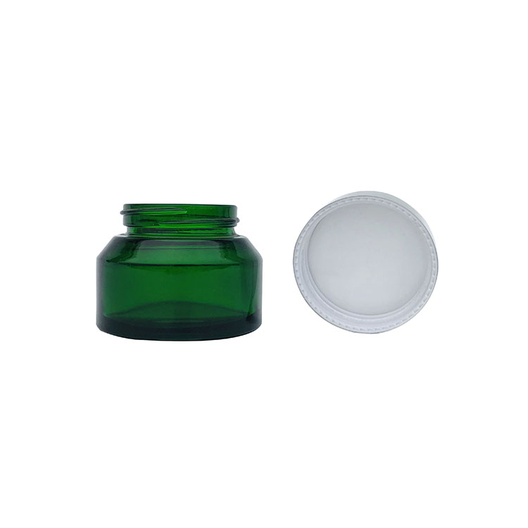 Vintage round 50g green glass container jar for cosmetic