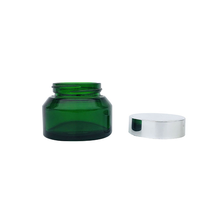 Vintage round 50g green glass container jar for cosmetic
