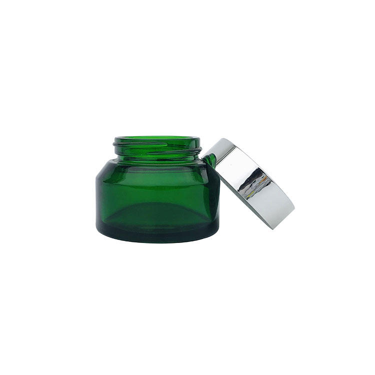 Vintage round 50g green glass container jar for cosmetic