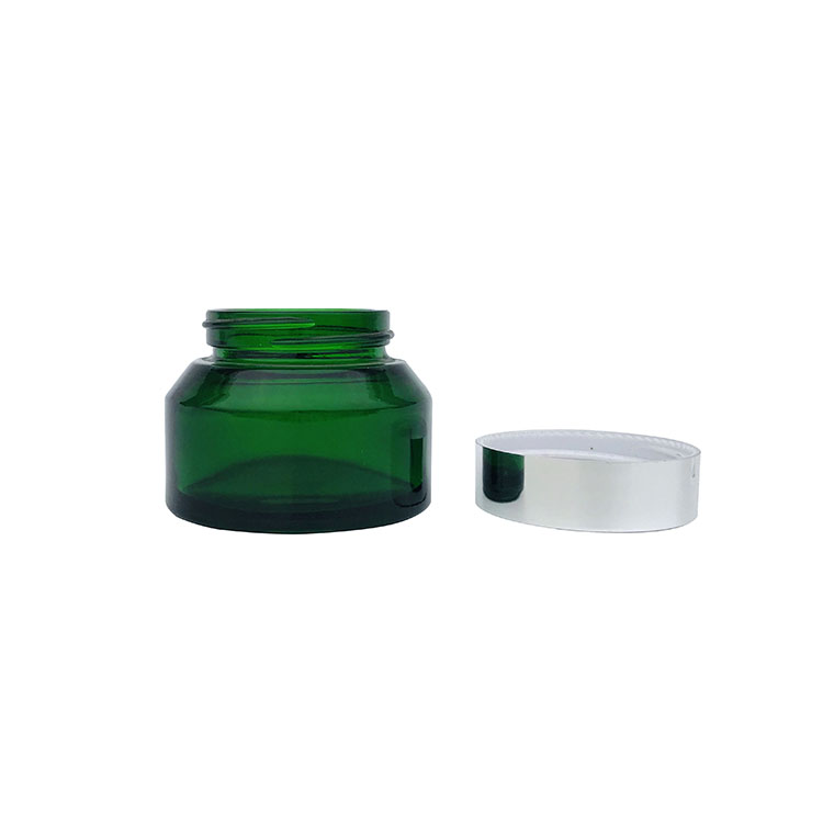 Vintage round 50g green glass container jar for cosmetic