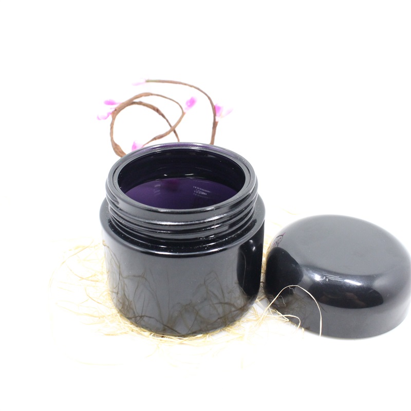 Violet color Black Glass Screw top Jar 50ml 100ml dark violet glass cosmetic jar for cream cosmeticos with factory direct price