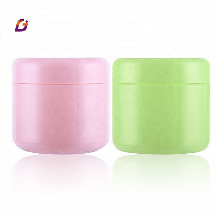 W001 250ml plastic cosmetic  jar  4 oz green pink cosmetic plastic cream jar with lid