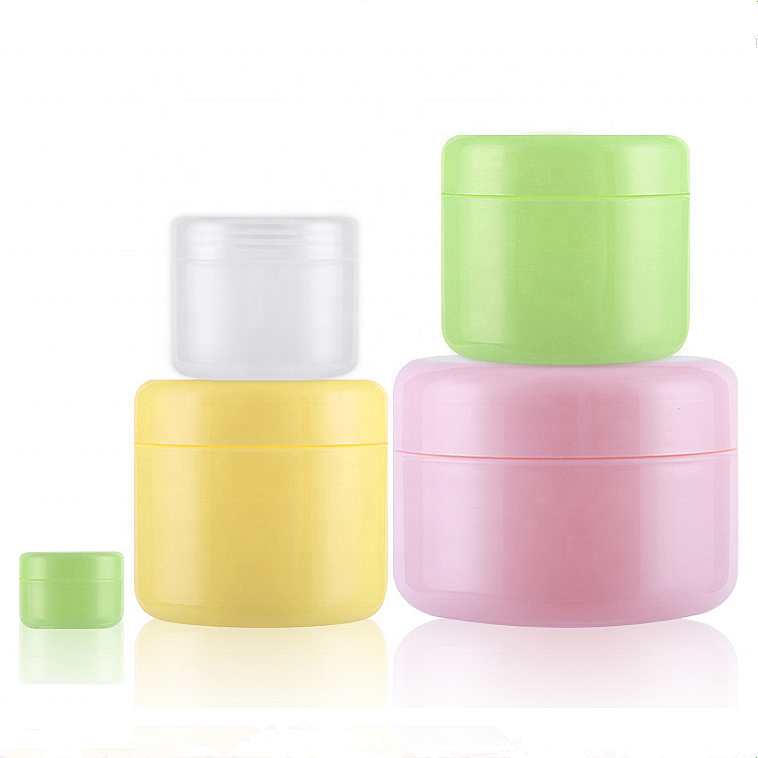 W001 250ml plastic cosmetic jar 4 oz green pink cosmetic plastic cream jar with lid
