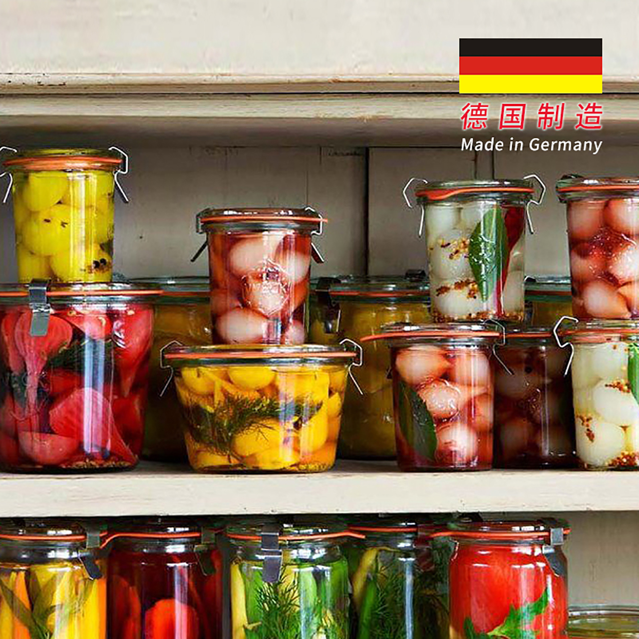 WECK Mold Made of Transparent Glass Eco-Friendly Food/Honey/Jam Storage Canning Container Jar with Lid Airtight