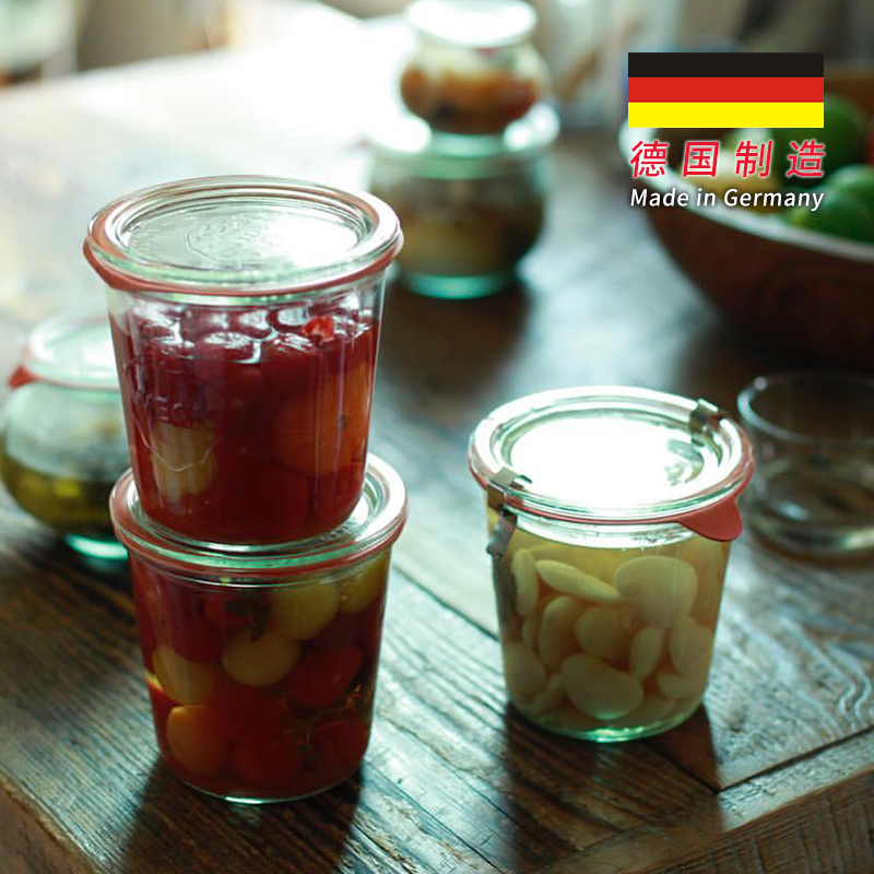 WECK Mold Made of Transparent Glass Eco-Friendly Food/Honey/Jam Storage Canning Container Jar with Lid Airtight
