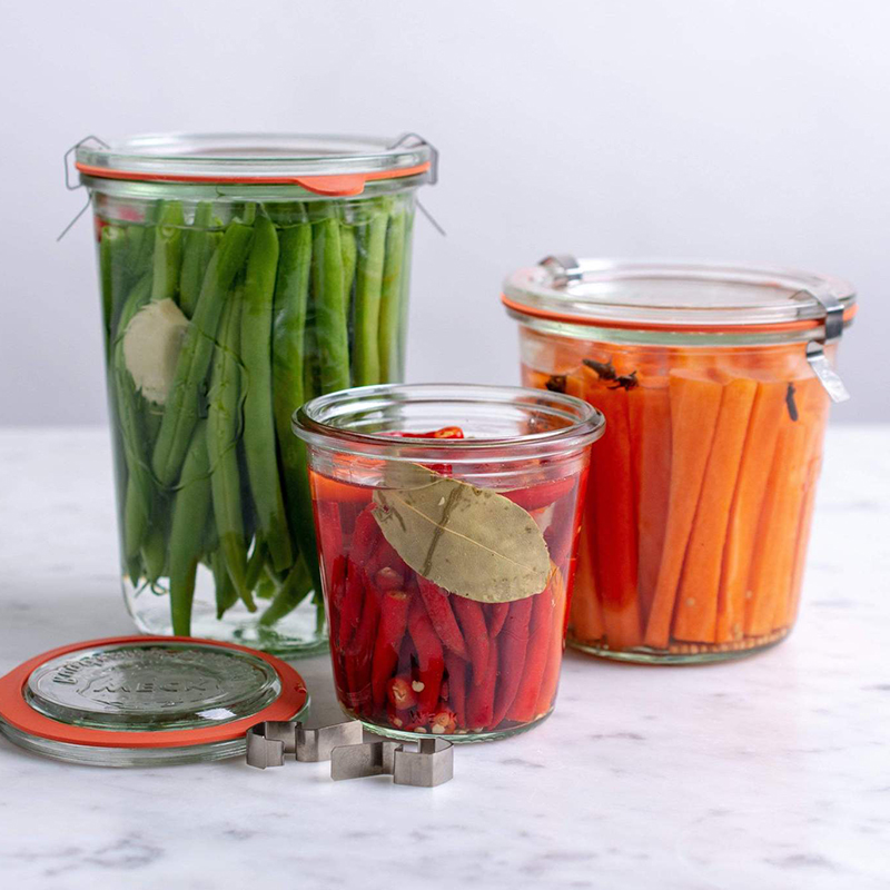 WECK Mold Made of Transparent Glass Eco-Friendly Food/Honey/Jam Storage Canning Container Jar with Lid Airtight