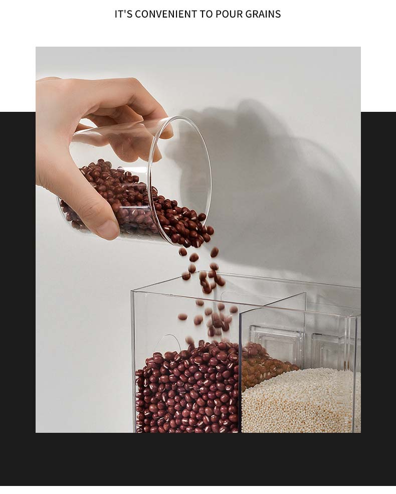 Wall-Mounted Cereal Containers With 2 Parts Division Food Cereal Containers For Grains Snacks Dry Food Multi Divided Spaces