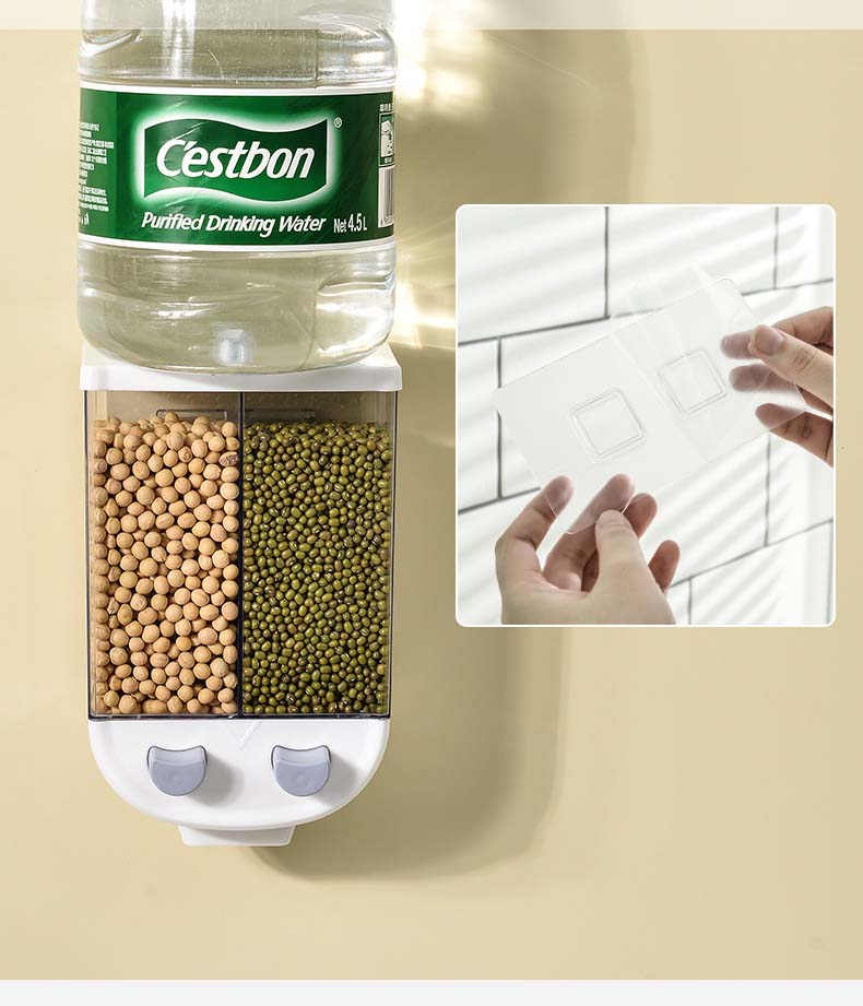 Wall-Mounted Cereal Containers With 2 Parts Division Food Cereal Containers For Grains Snacks Dry Food Multi Divided Spaces