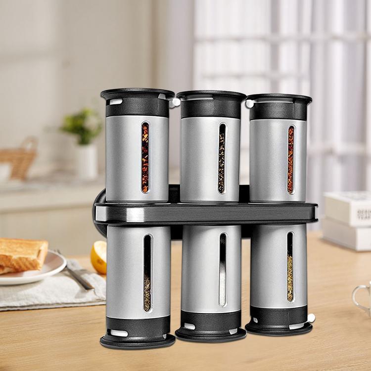 Wall Mounted Magnet Spice Rack Kitchen 6pcs Multifunctional Seasoning Jar Iron Absorber Kitchen Tool