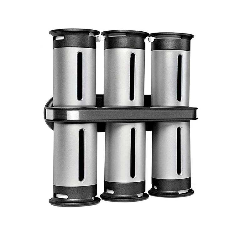 Wall-hanging Magnetic Spice Rack with 6 Canisters for Kitchen Wall-mounted magnetic spice rack Transparent Viewing Windows