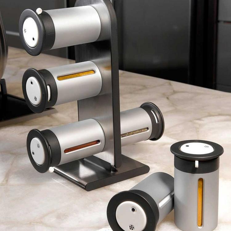Wall-hanging Magnetic Spice Rack with 6 Canisters for Kitchen Wall-mounted magnetic spice rack Transparent Viewing Windows