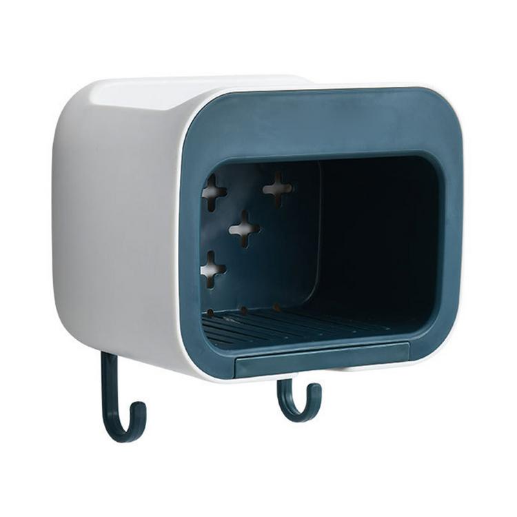 Wall-mounted bathroom creative soap box toilet soap box-free perforated drain with hook rack bathroom products