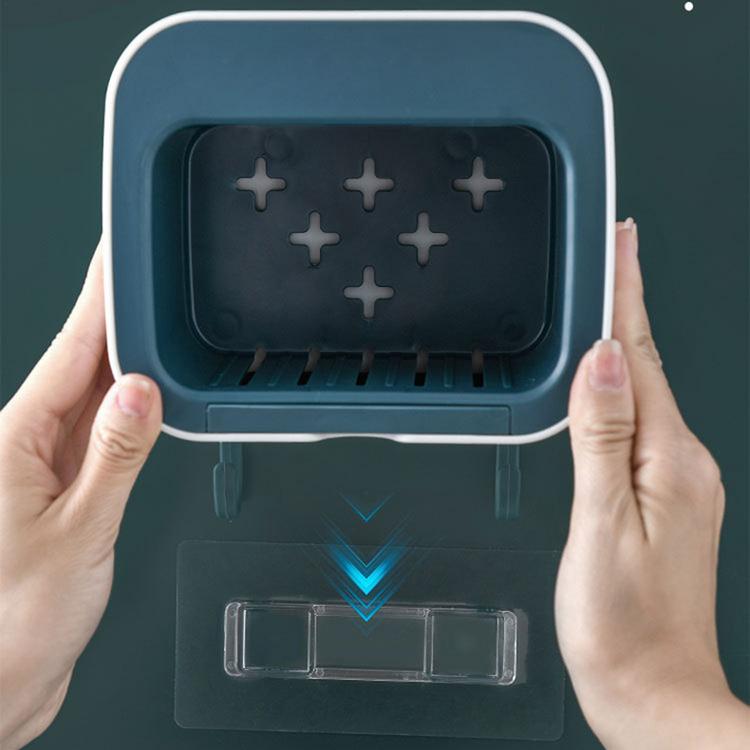 Wall-mounted bathroom creative soap box toilet soap box-free perforated drain with hook rack bathroom products