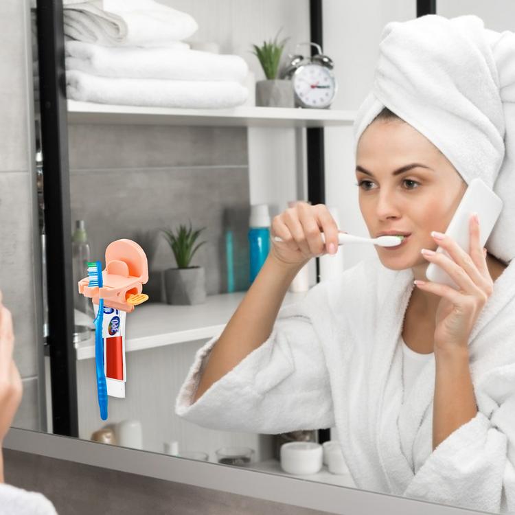 Wall-mounted bathroom wall-mounted storage box toothbrush rack free punch mouthwash cup brushing cup