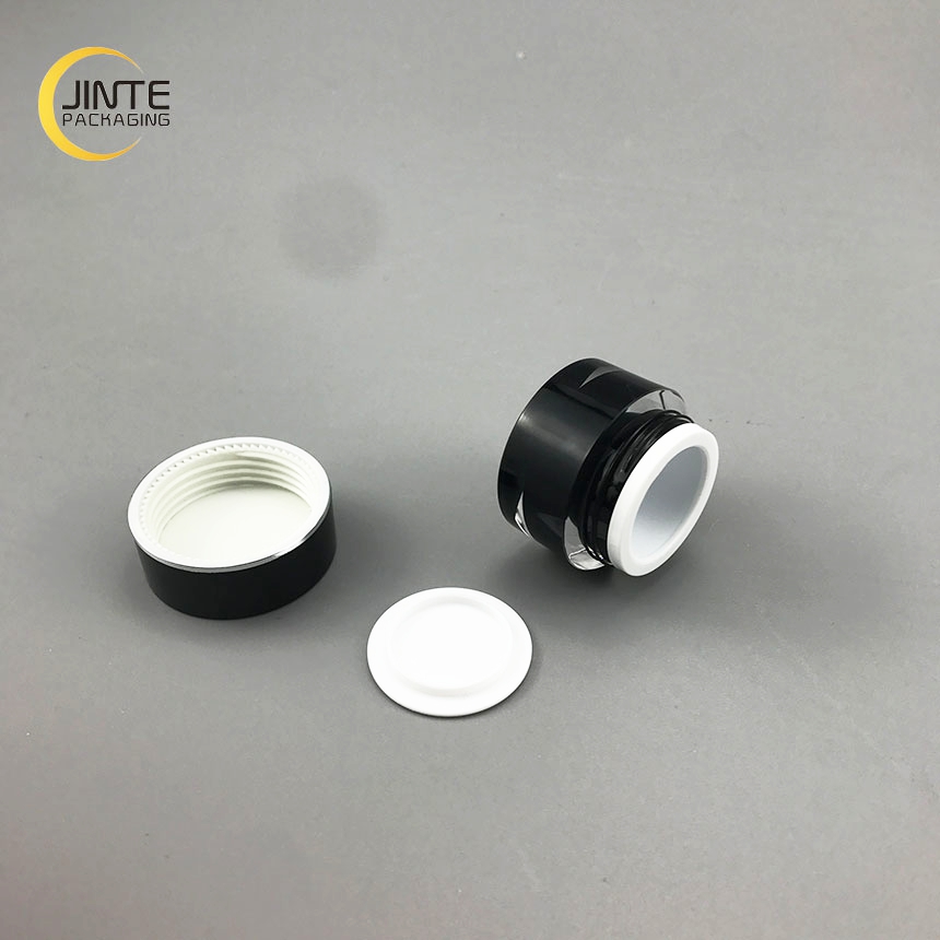 Warehouse Cosmetic Pots Acrylic Twin Wall Black Plastic Restoration night cream Jar 50ml