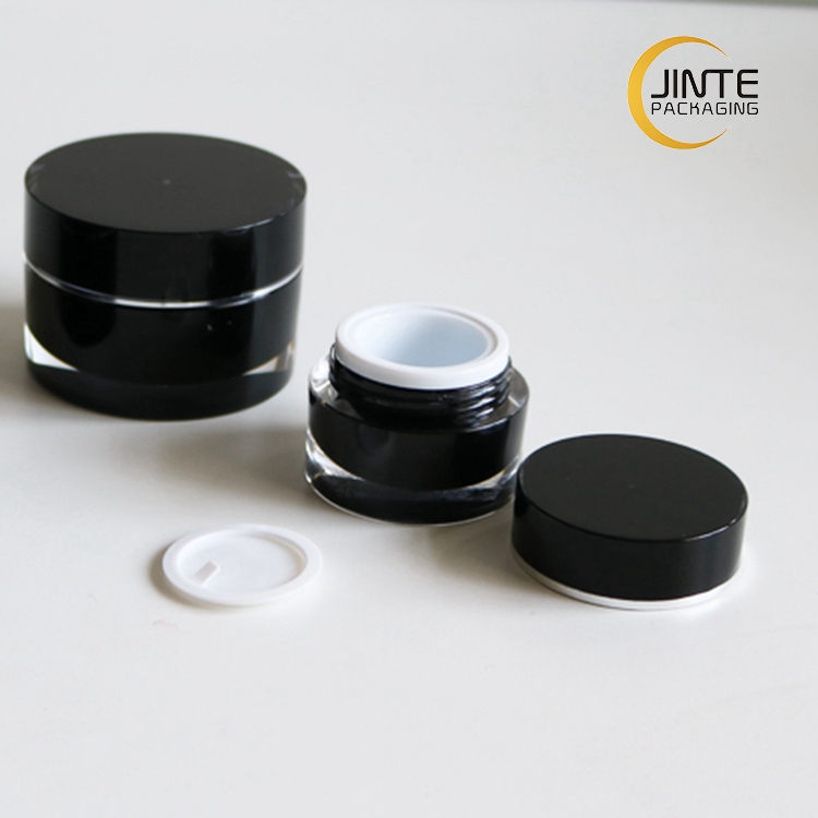 Warehouse Cosmetic Pots Acrylic Twin Wall Black Plastic Restoration night cream Jar 50ml