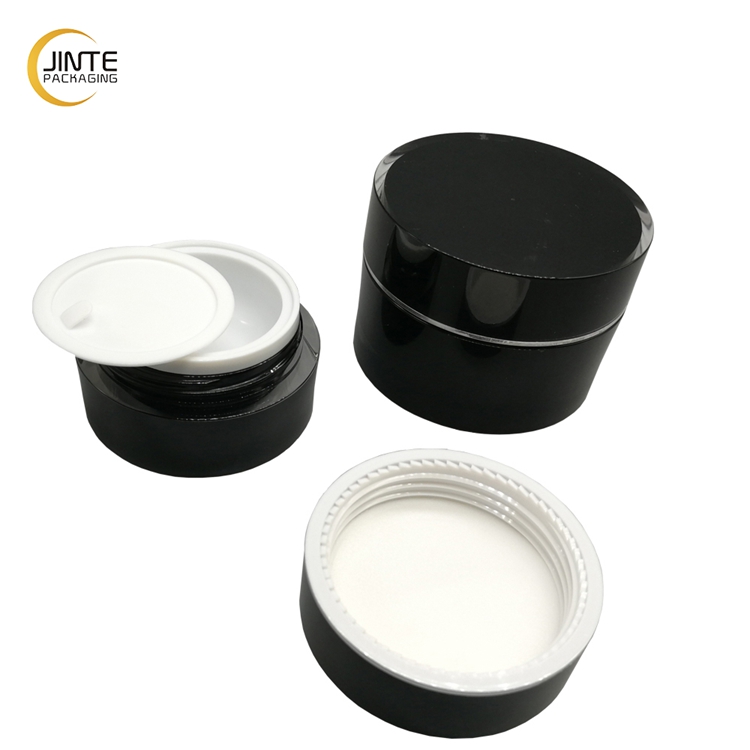 Warehouse Cosmetic Pots Acrylic Twin Wall Black Plastic Restoration night cream Jar 50ml