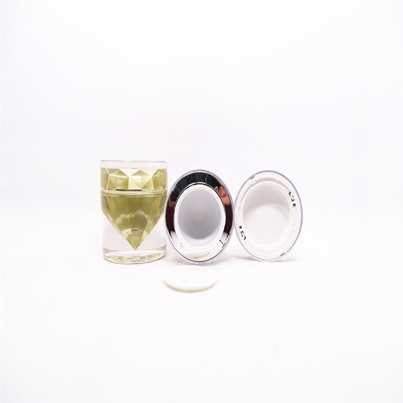 Warehouse spot promotion custom yellow pink white transparent customizable logo cone 15ml acrylic cosmetic jar