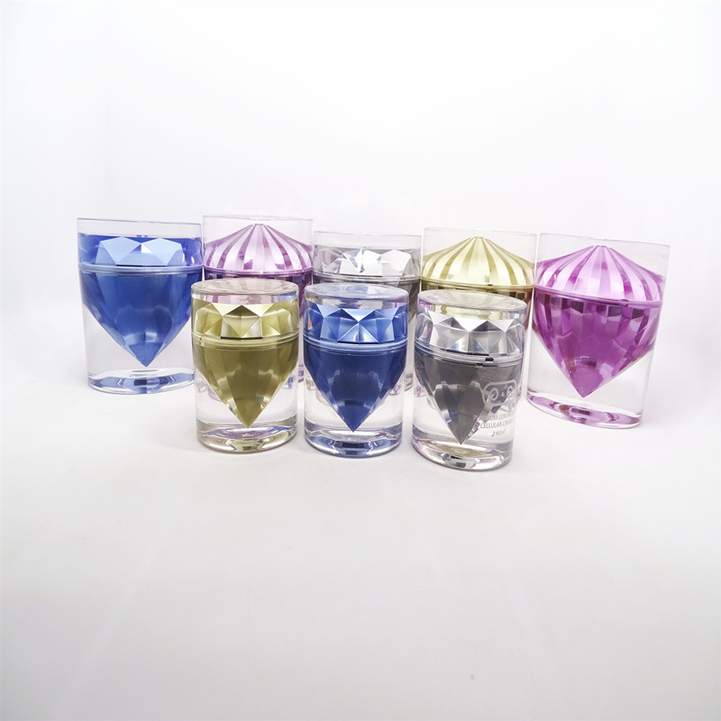 Warehouse spot promotion custom yellow pink white transparent customizable logo cone 15ml acrylic cosmetic jar