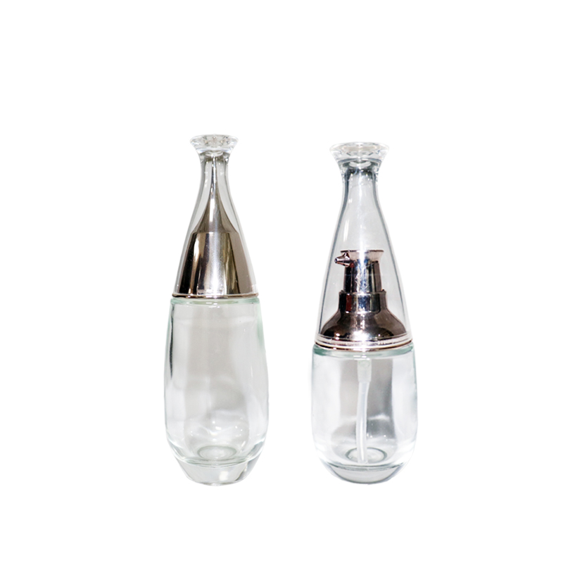 Water Drop shape Transparent luxury Cosmetic Containers Glass Perfume Bottle Face Cream Jar