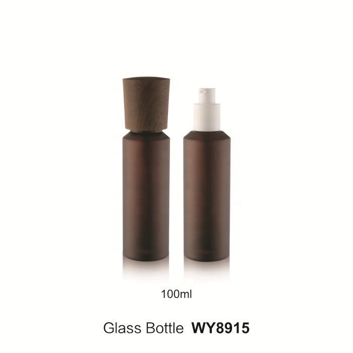 Water transfer Clear Cosmetic Glass Lotion Bottle Skin Care Packing with Unique Shape