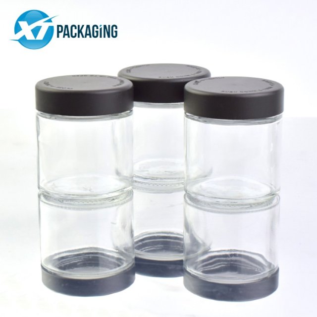 Weed Jars and Lids Child Resistant Cap 90ml Glass 3.5gram Hemp Flower Push Down Plastic