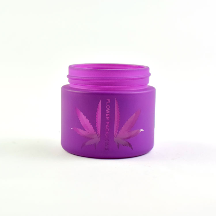 Weed glass jar painting color froseted hollow out child proof glass bottle glass jar