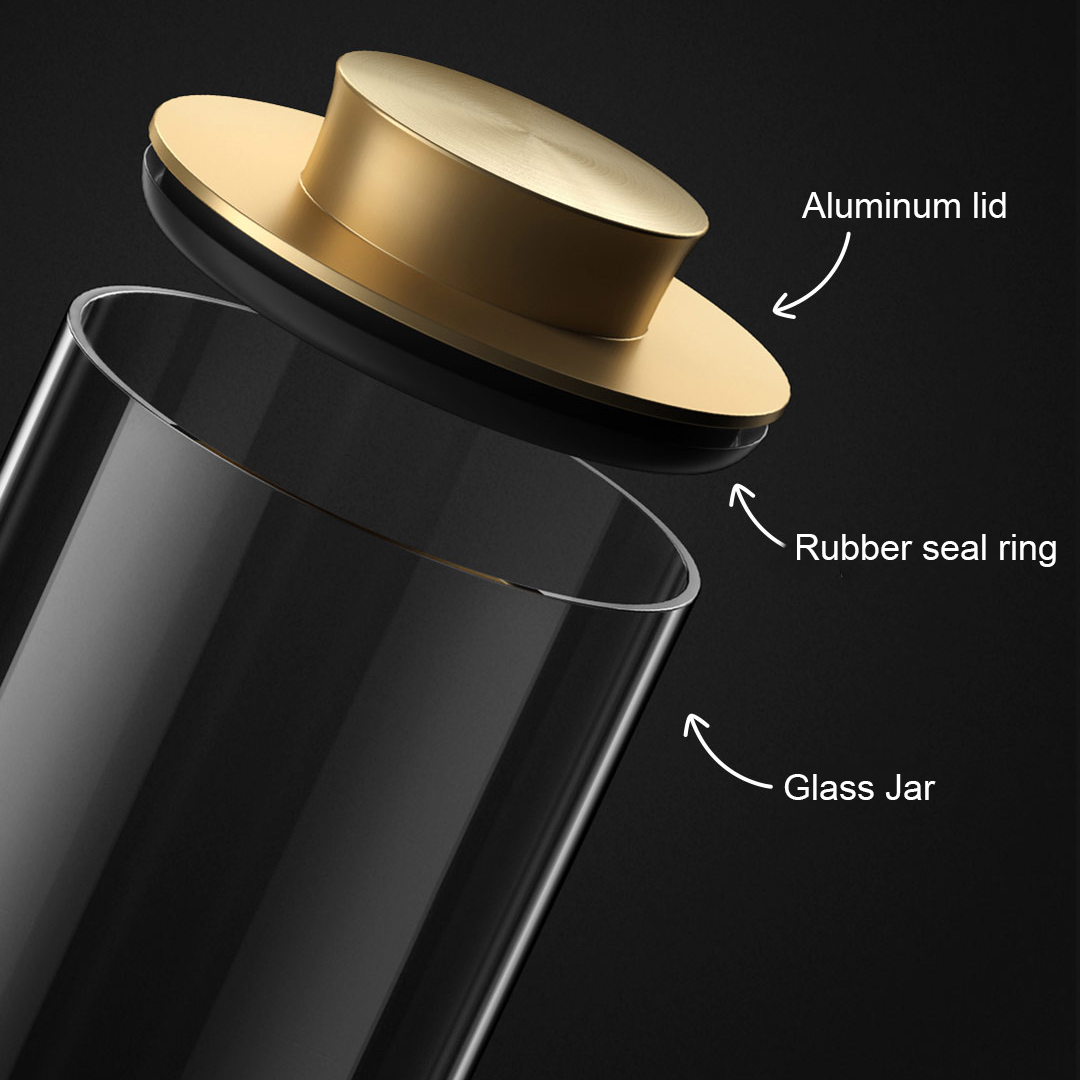 Weweed Glass Jar 280ml opaque Grain Canister Sealed Food Storage for Loose Tea Coffee bean,Grass for weed container airtight