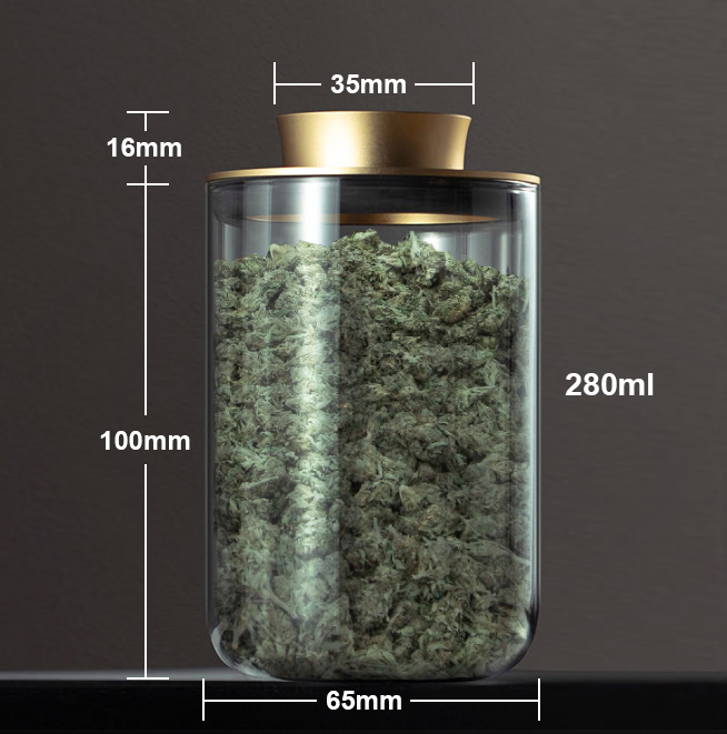 Weweed Stash Pro glass weed jars container 65mm*100mm Glass and aluminum lid material airtight glass for weed jar OEM custom