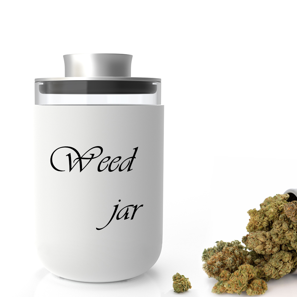 Weweed new desing Herb pink 8oz glass jar with Aluminum lid wholesale stash jar smell proof